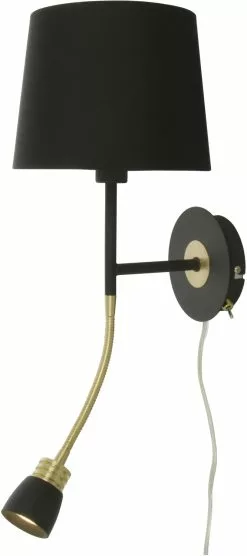 Aneta Lighting EKETORP Vägglampa, Svart/mässing