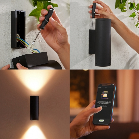 Philips Hue Appear Hue WACA EU Wall Lantern Black 2x - Bild 4