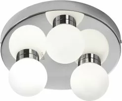 AH Belysning Sandhamn Tak Krom Vit Glas